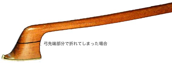 ビオラ弓 フェルナンブコ 金色の金具 修理あり - 弦楽器